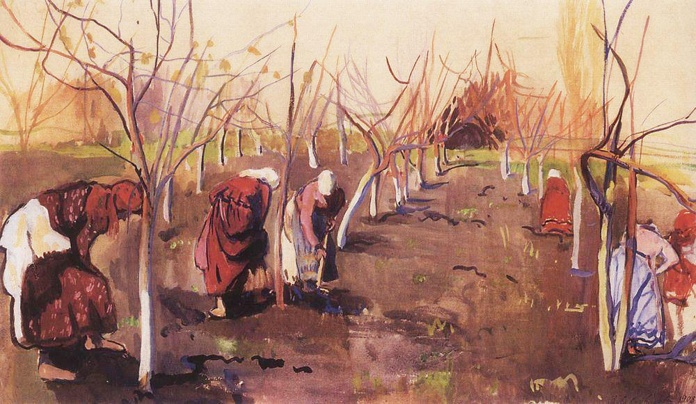Digging Trees In The Garden — Zinaida Serebriakova