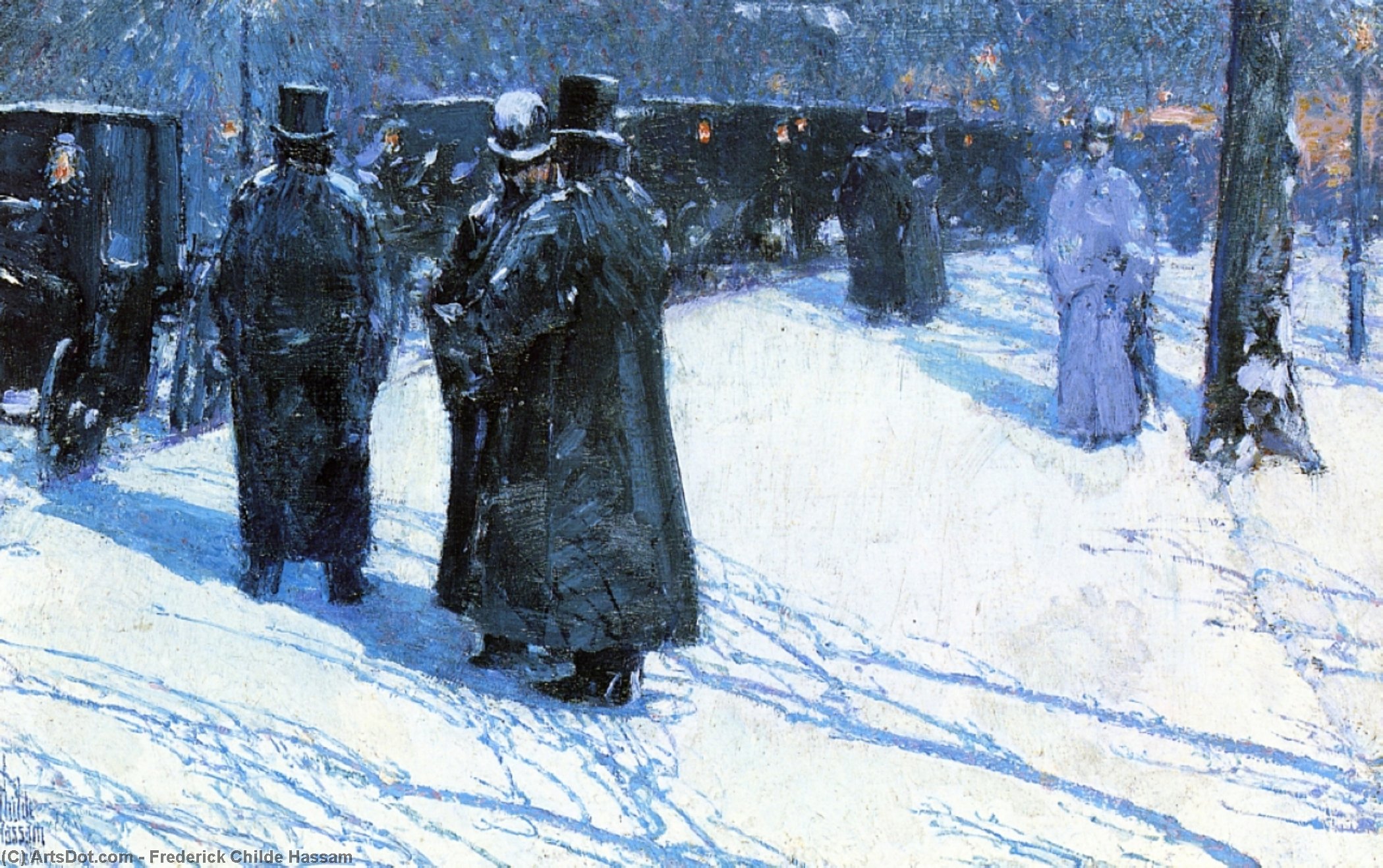 Cab Stand At Night, Madison Square, New York — Frederick Childe Hassam