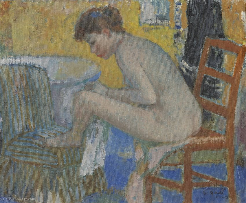 Eugenie On The Red Chair With Bathrobe — François Gall