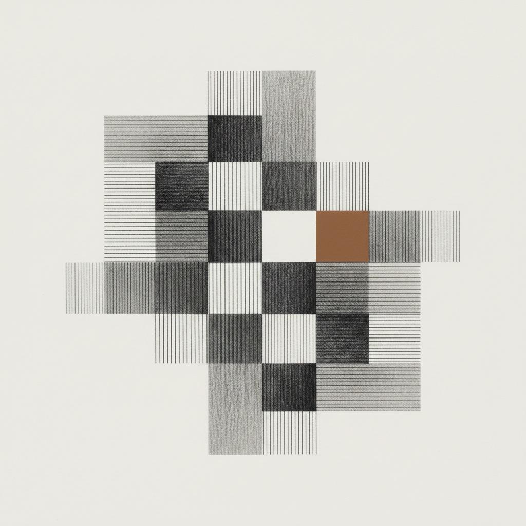 Monolithisches Gitter In Kohle Und Ocker: Eine Singuläre Studie Des Geometrischen Gleichgewichts — Laurent Vionnet