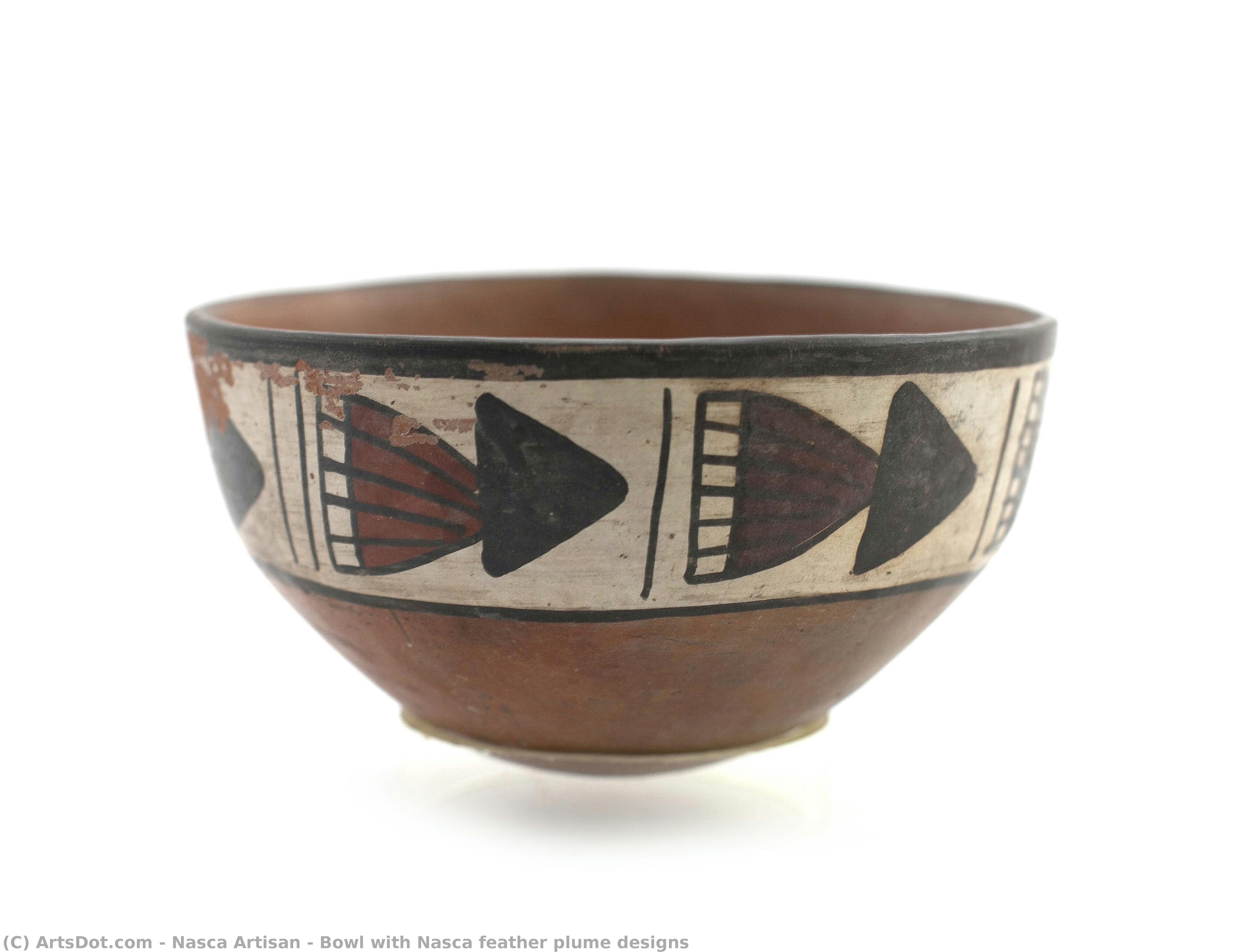 Bowl With Nasca Feather Plume Designs — Nasca Artisan