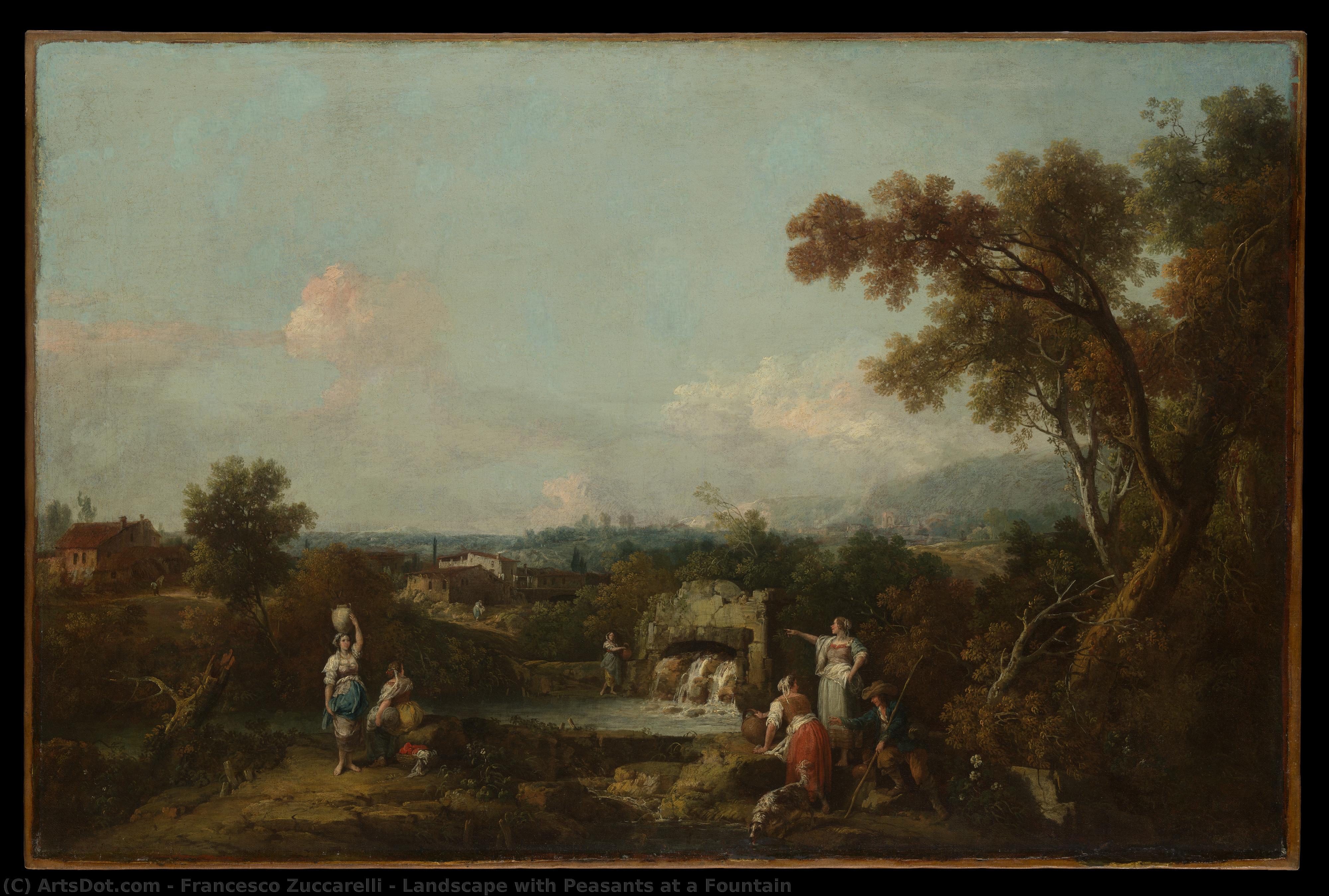 Landscape With Peasants At A Fountain — Francesco Zuccarelli