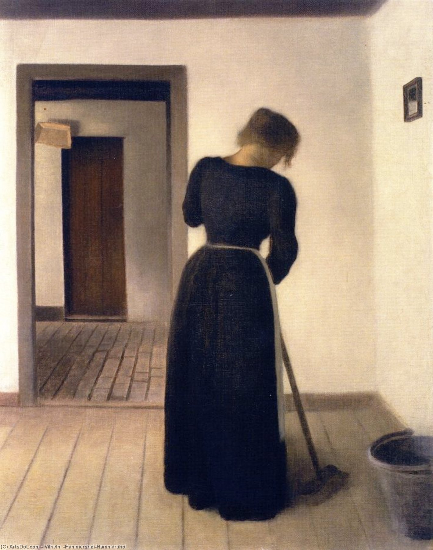Interior With A Young Woman Sweeping — Vilhelm (hammershøi)hammershoi