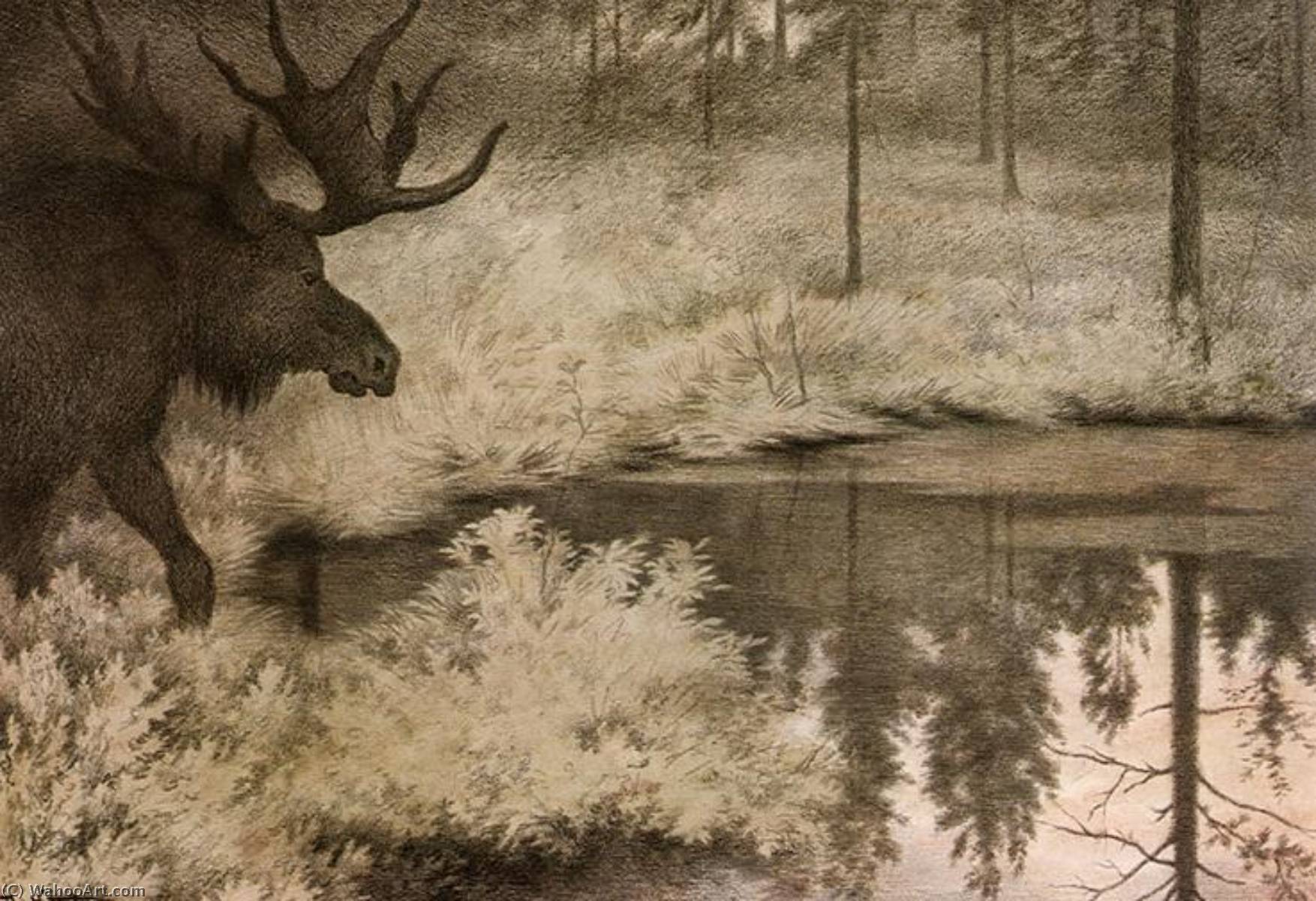 I Came To The Secret Springs And Lakes Where Mooses Slake Their Thurst — Theodor Kittelsen
