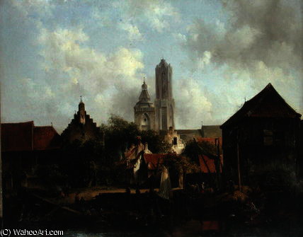Canal Scene With Utrecht — Willem Roelofs