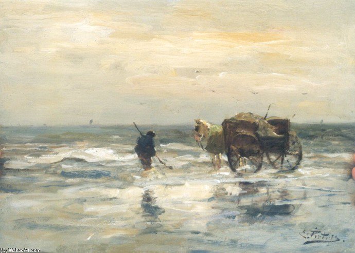 Lpenvisser_met_kar_langs_de_waterlijn — Evert Pieters