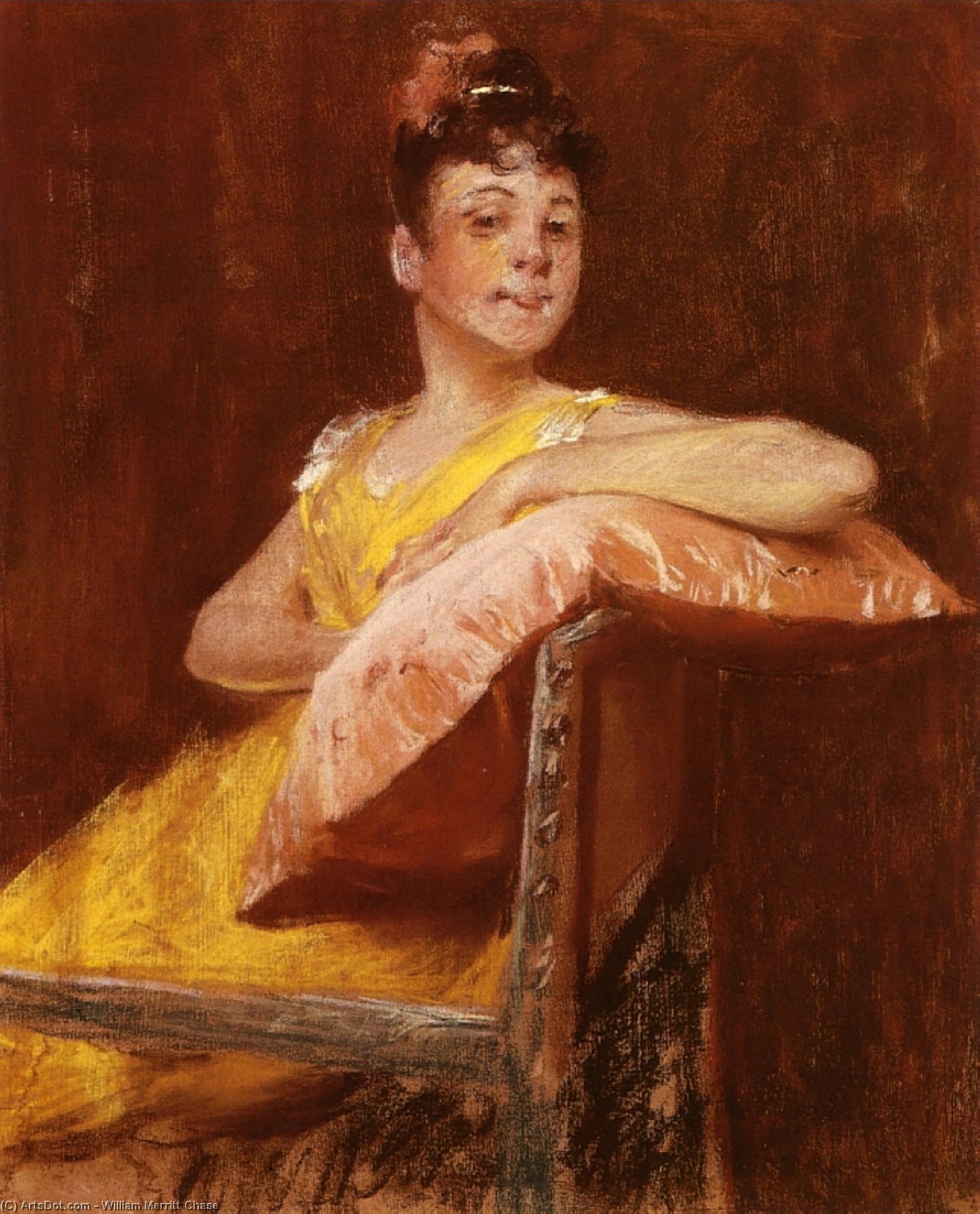 A Girl In Yellow (also Known As The Yellow Gown) — William Merritt Chase