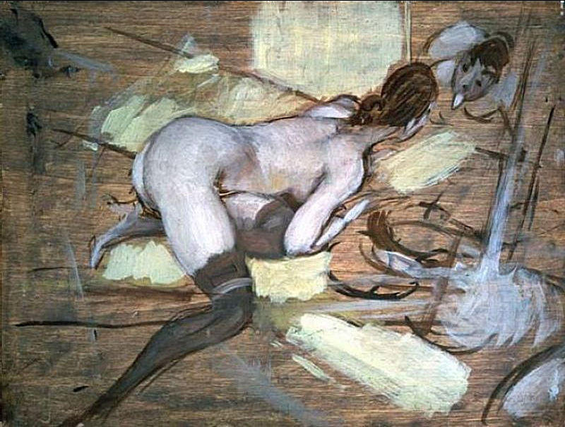 Nude Woman Reclining On Yellow Cushions — Giovanni Boldini