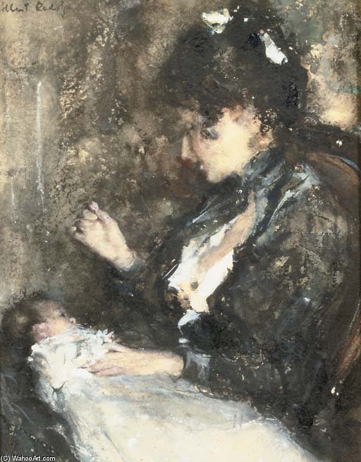 Moedervreugd - Tjieke With Her First-born Baby Albertine — Otto Willem Albertus (albert) Roelofs