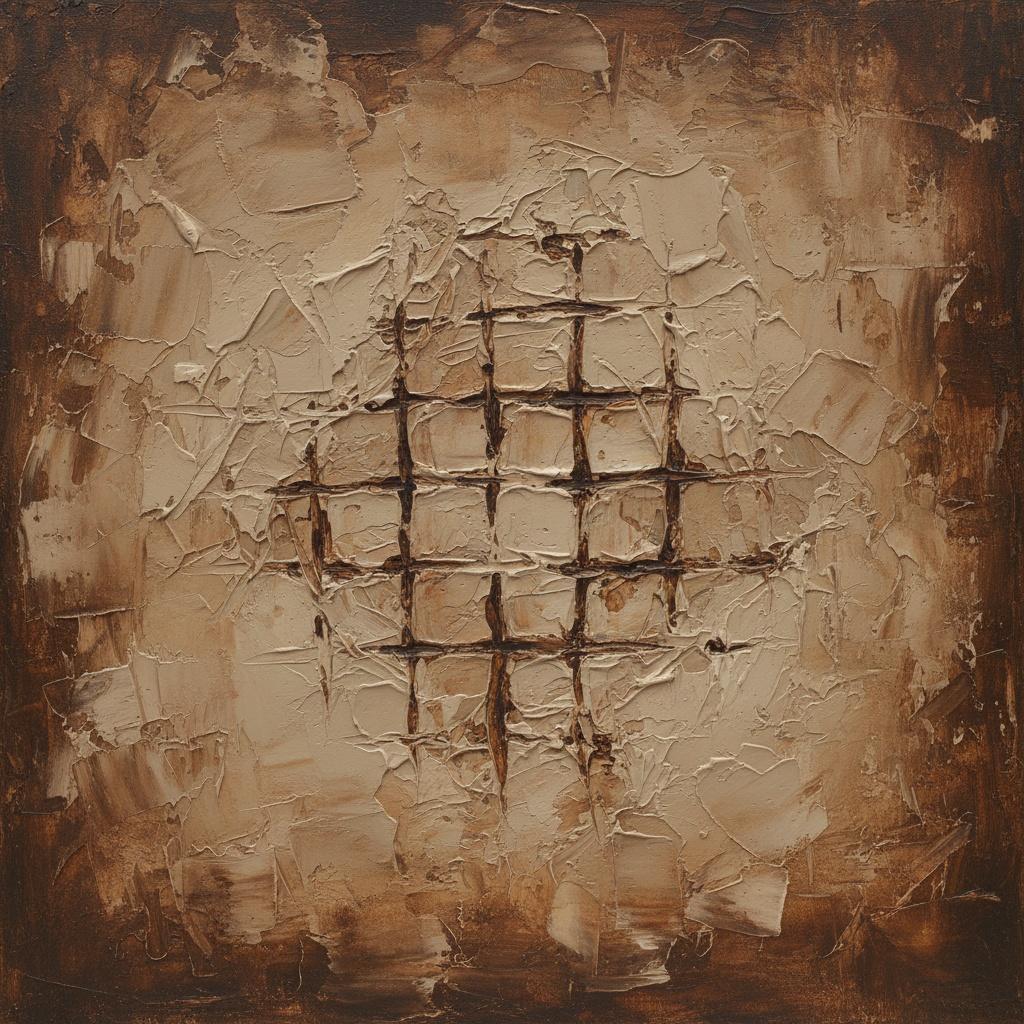 Fragmented Monolith: An Eternal Lattice Of Burnt Umber And Distressed Cream — David Moreau