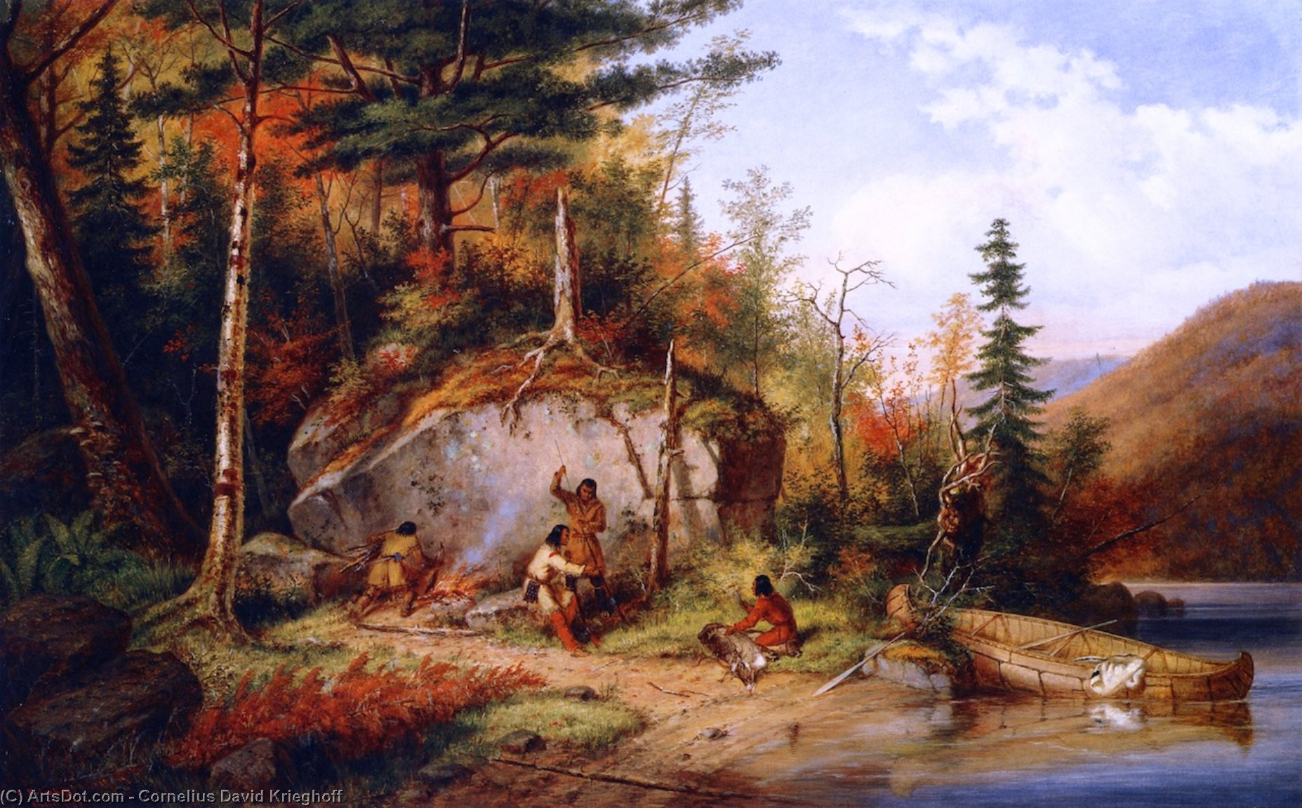 Canadian Autumn, View On The Road To Lake St. John — Cornelius David Krieghoff