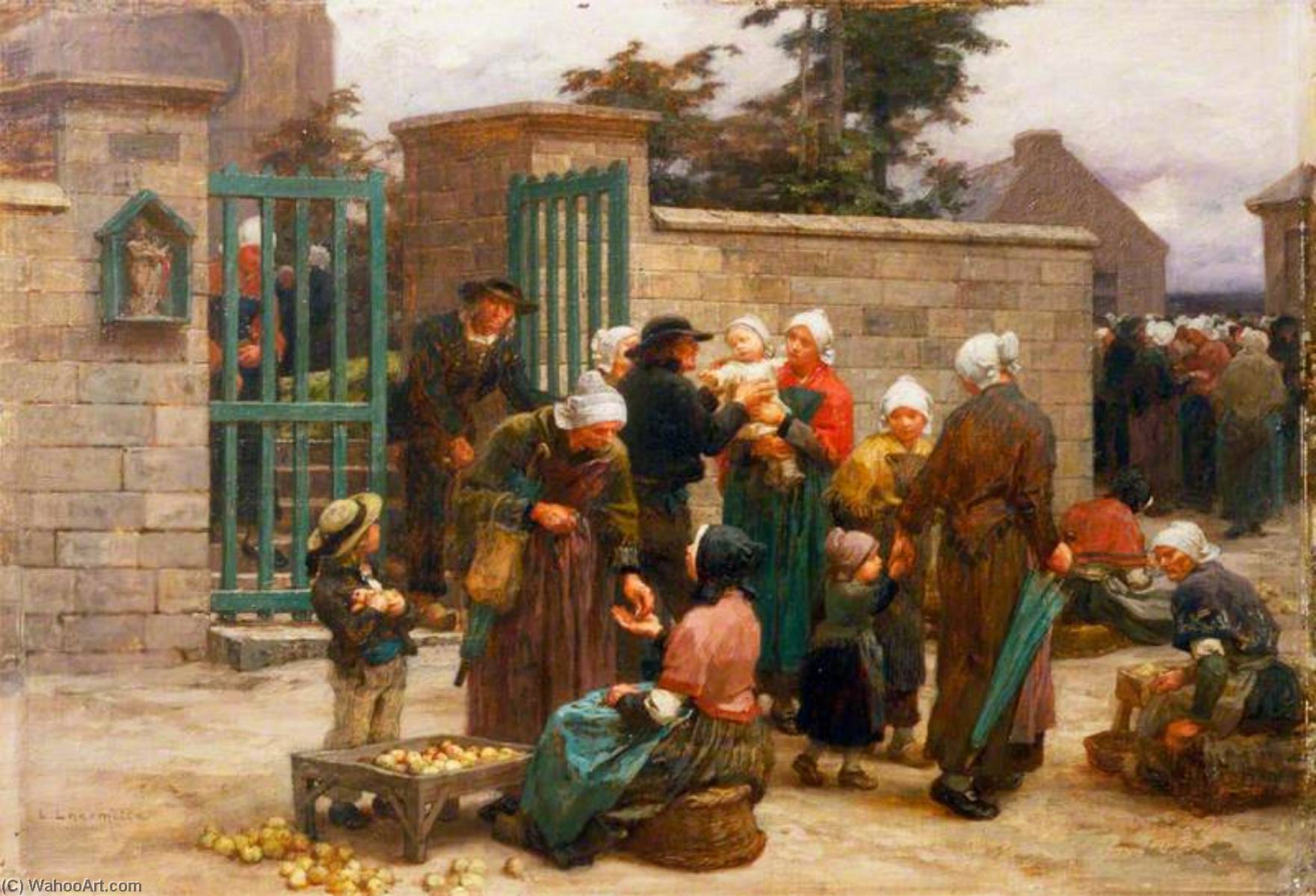 Le Pardon De Plourin, Brittany Peasants Leaving Church — Léon Augustin L'hermitte