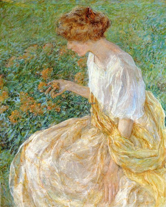 The Yellow Flower Aka The Artist-s Wife In The Garden — Robert Lewis Reid