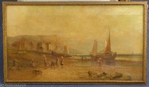 Fisherfolk On The Shore At Low Tide — Alfred Pollentine