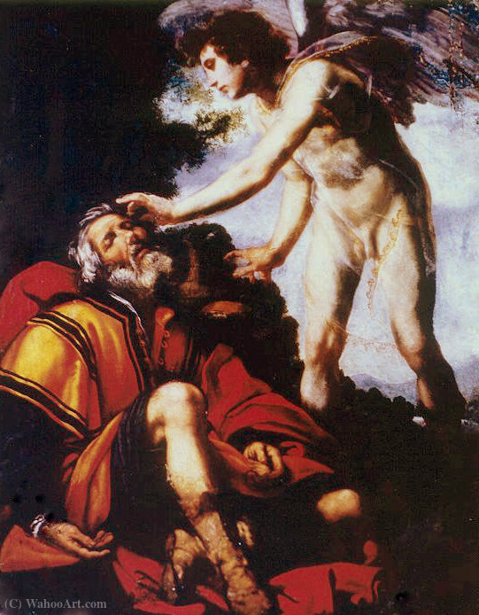 Elijah Awakened And Fed By An Angel In The Desert — Jacopo Vignali