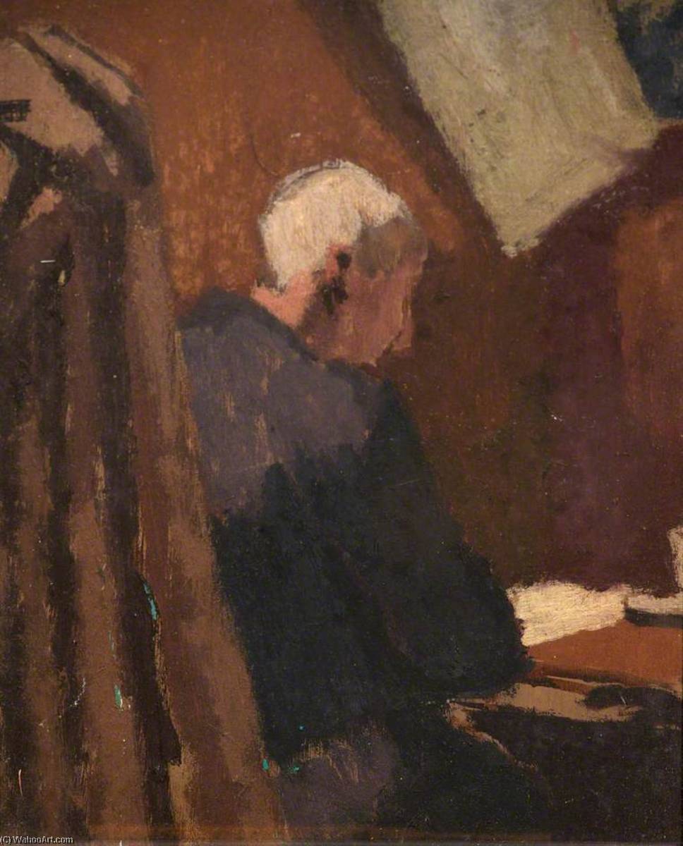 Old Man Seated At A Table — Edward Morland Lewis