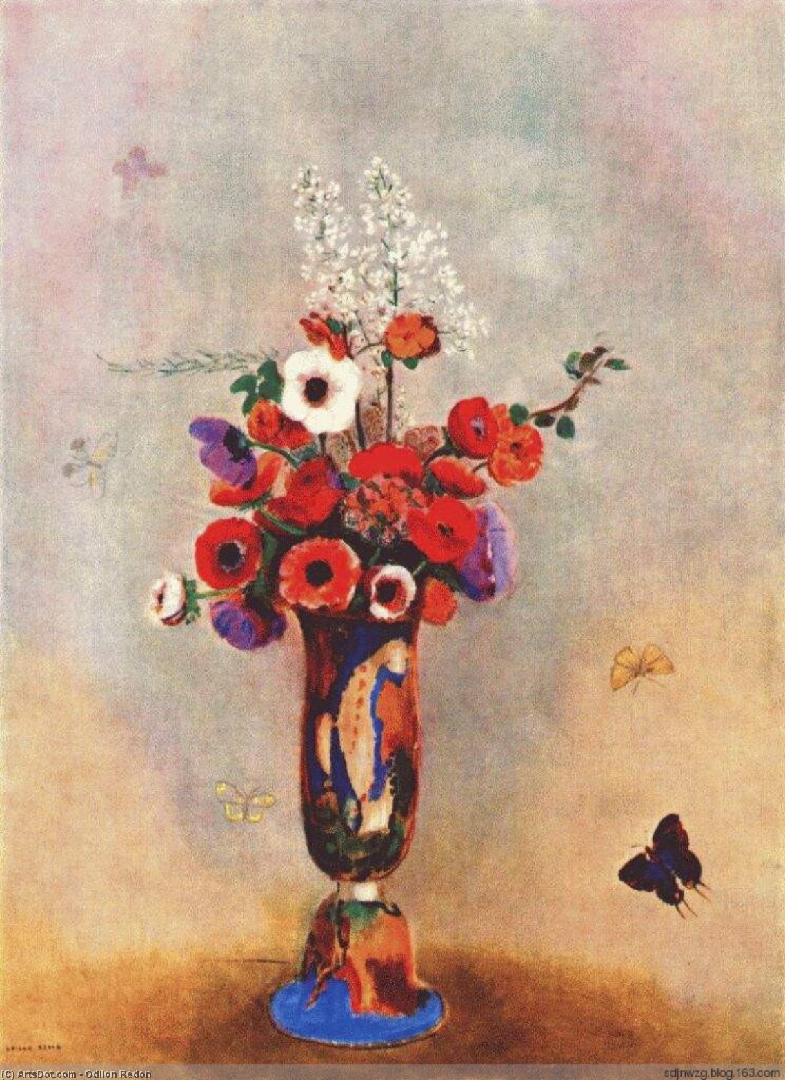 Vase Of Flowers With Butterflies — Odilon Redon