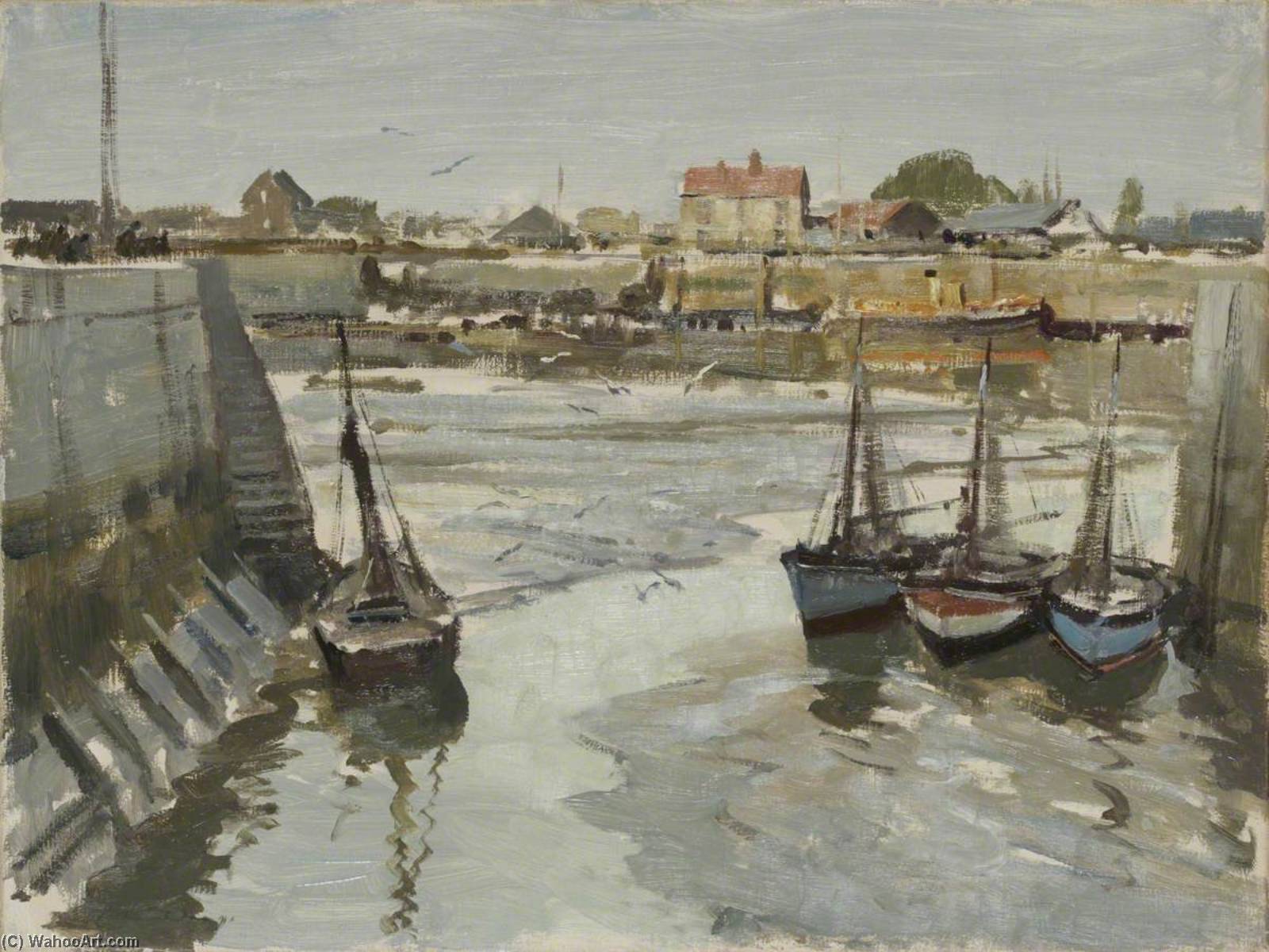 Fischerboote Im Schlamm, Honfleur, Frankreich — Edward Brian Seago