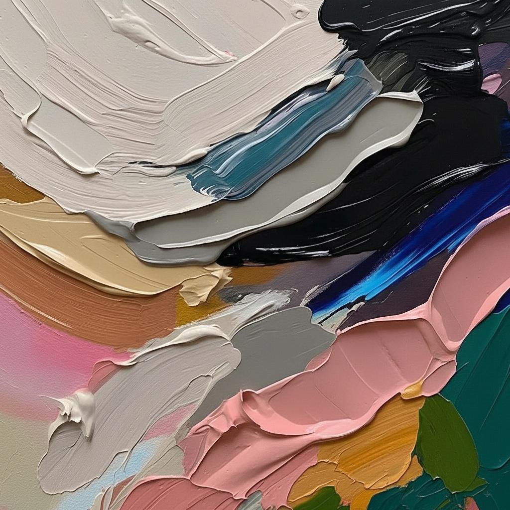 Ephemeral Tides Of Midnight Blue And Rose In Sculptural Impasto Relief — David Moreau