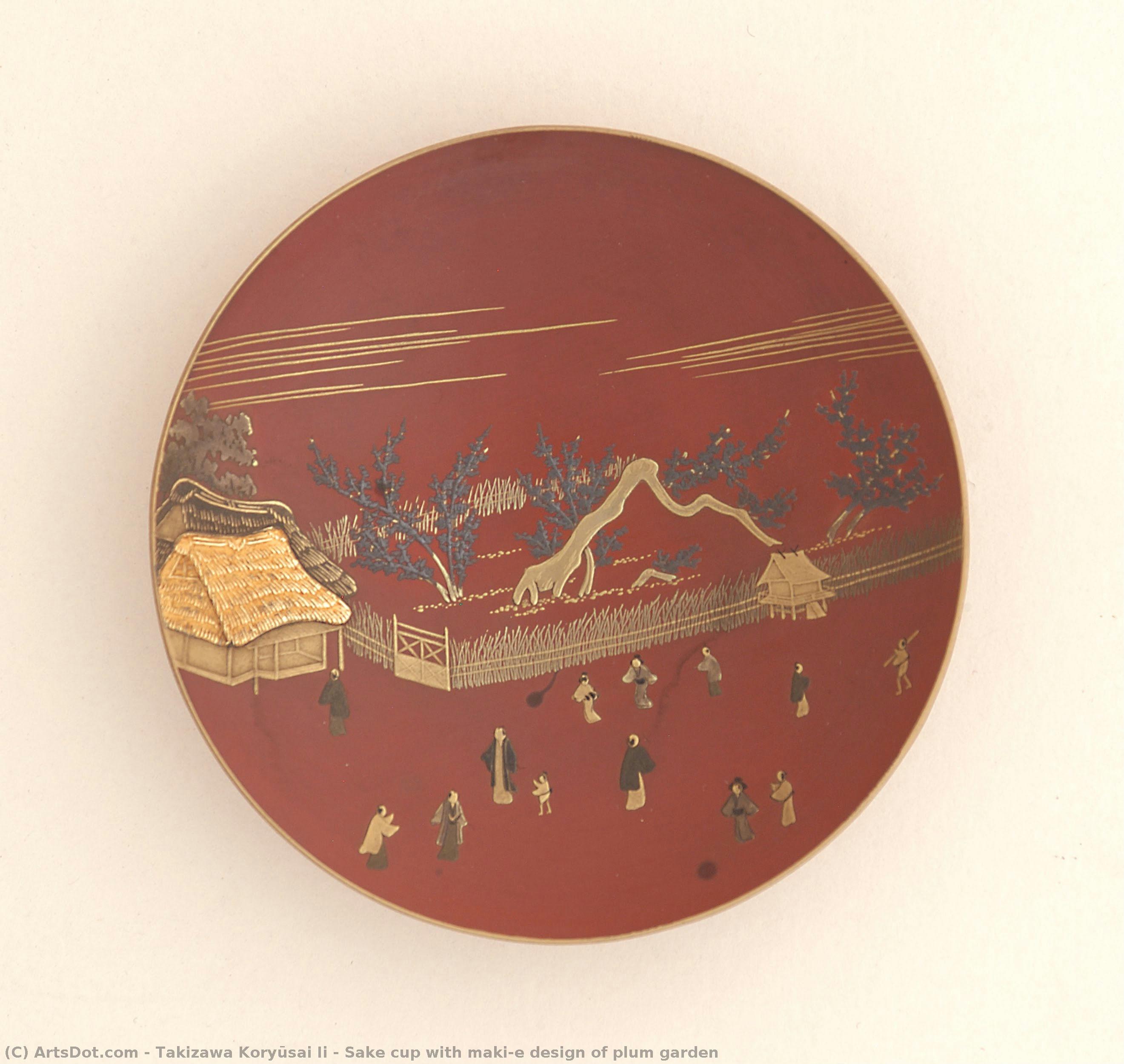 Sake Cup With Maki-e Design Of Plum Garden — Takizawa Koryūsai Ii