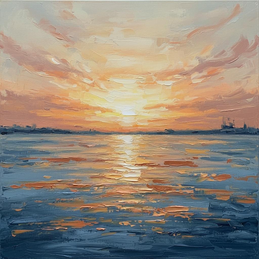 Ephemeral Convergence Of Indigo Depths And Peach-kissed Horizon Light — Christian Noiret