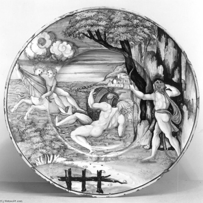 Plate With Hercules, Nessus And Deianira — Nanni Di Bartolo