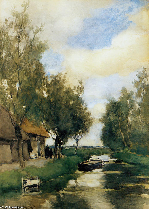 Farm On Polder Canal — Johan Hendrik Weissenbruch