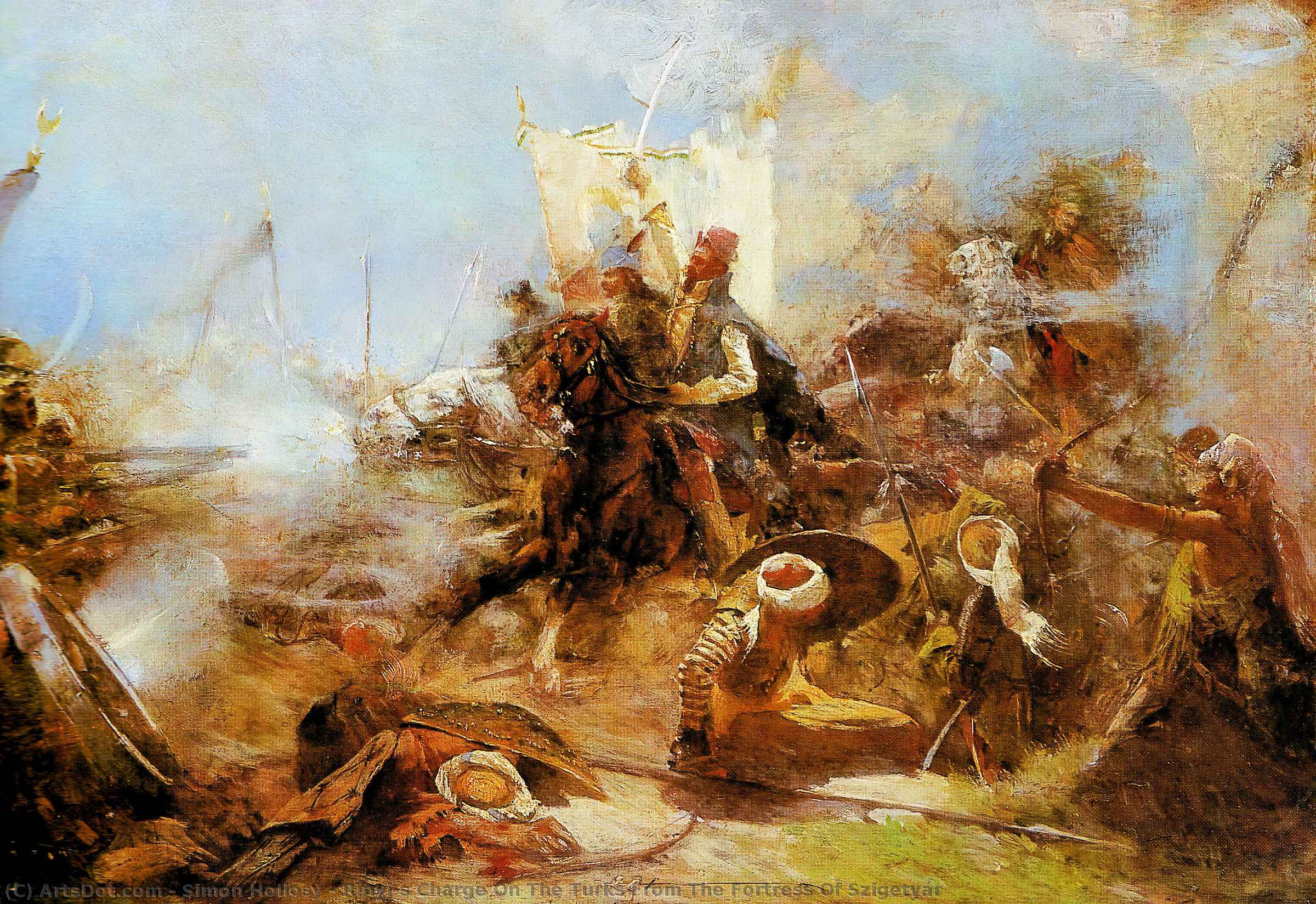 Rínyi's Charge On The Turks From The Fortress Of Szigetvár — Simon Hollósy