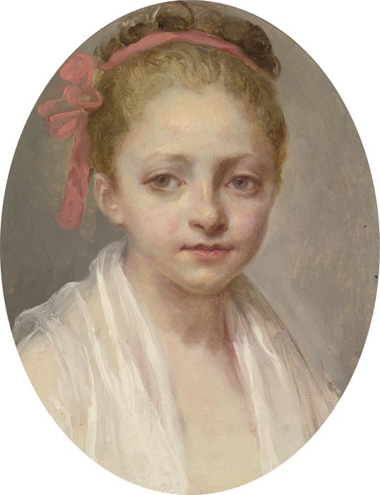 Portrait Of A Girl Wearing A White Chemise, A Red Ribbon In Her Hair — Nicolas Bernard Lépicié