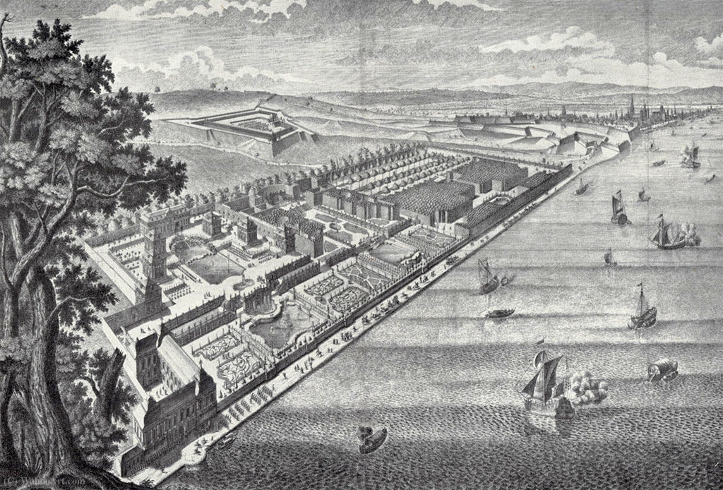 General View Of The Summer Residence Favorite Mainz In An Engraving, — Salomon Kleiner