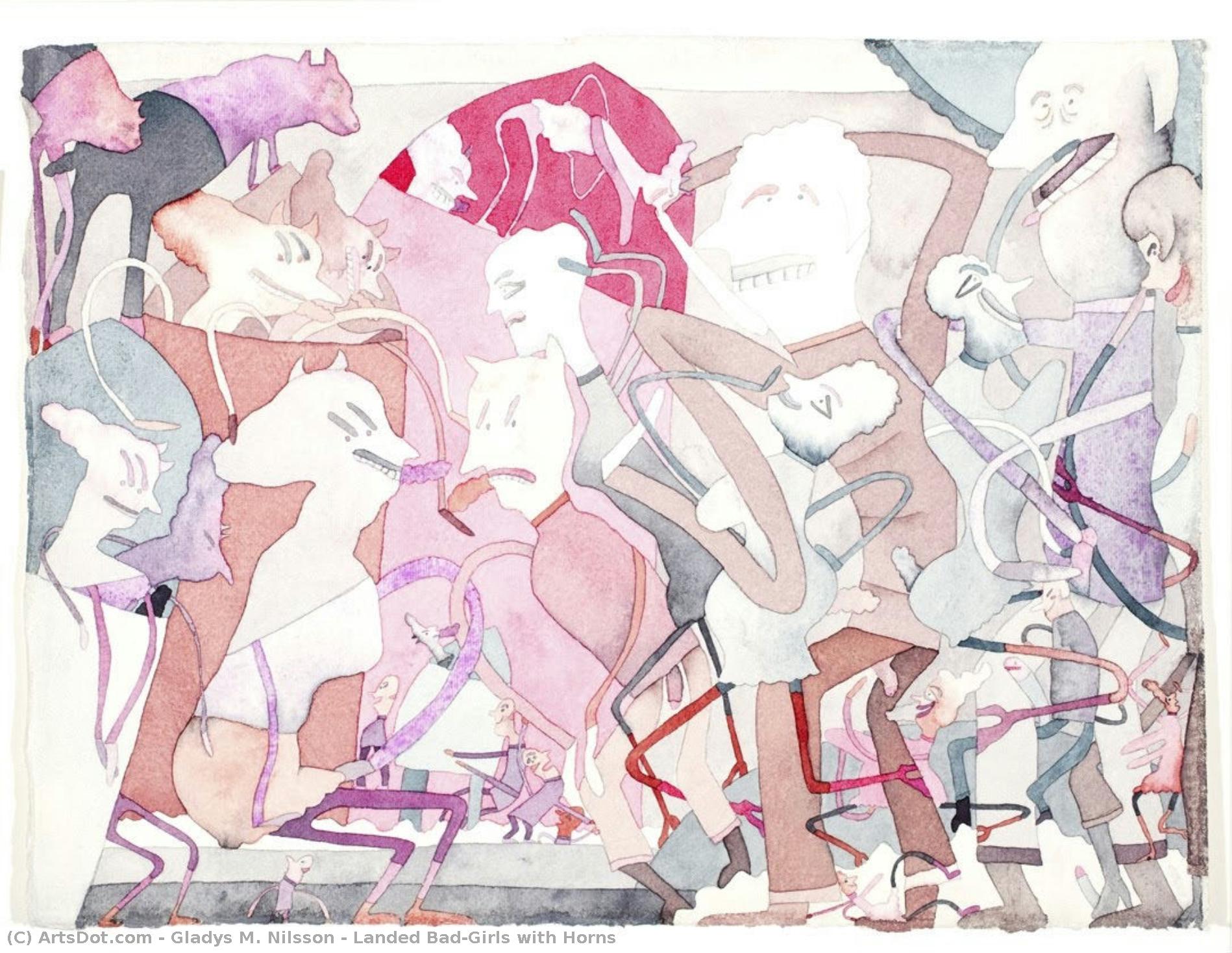 Landed Bad-girls With Horns — Gladys M. Nilsson