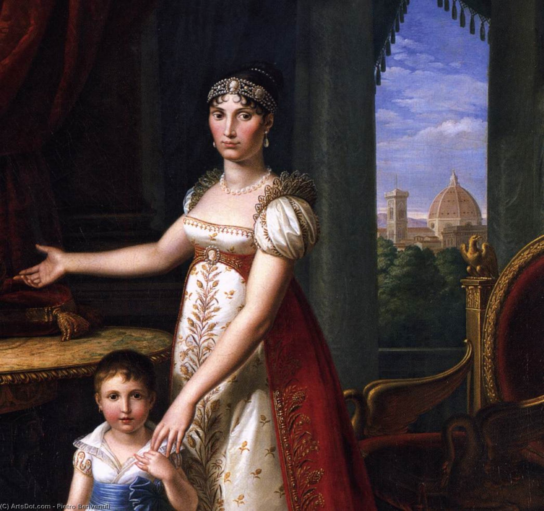 Elisa Bonaparte And Her Daughter (detail) — Pietro Benvenuti
