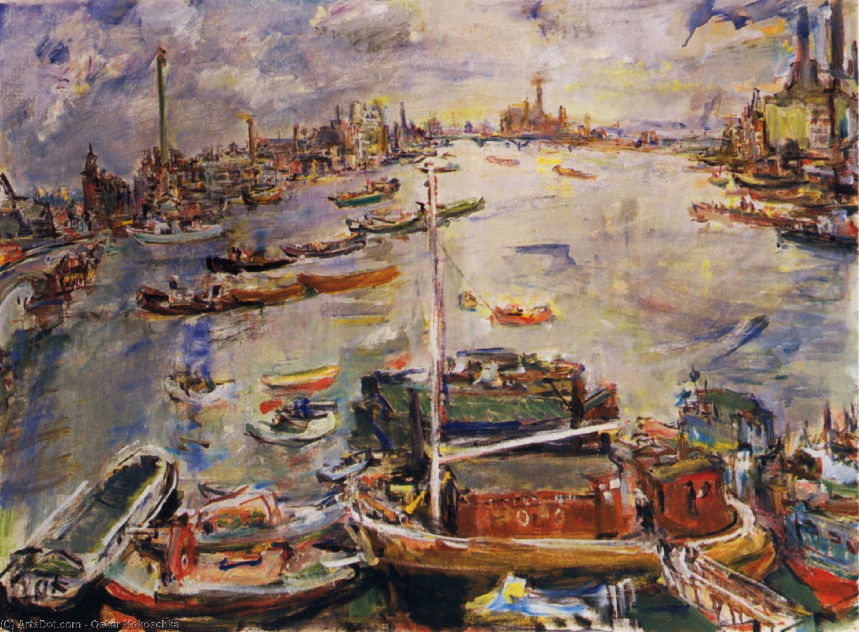 Londres, Chelsea Reach, Huile Sur Toile, — Oskar Kokoschka