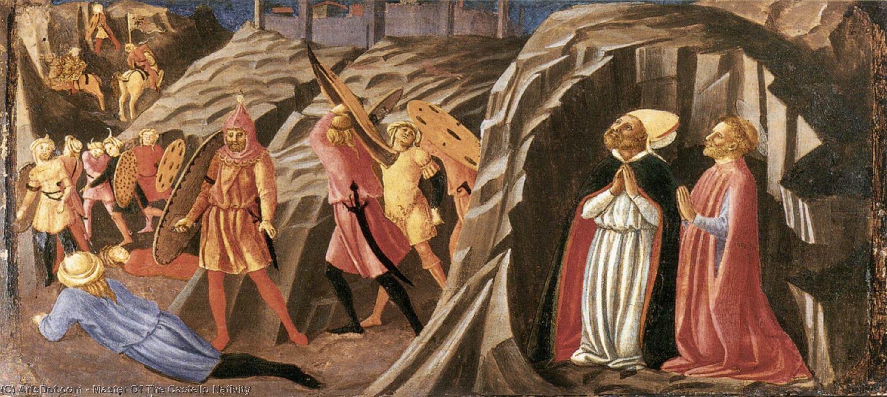 Sts Justus And Clement Praying For Deliverance From The Vandals — Master Of The Castello Nativity