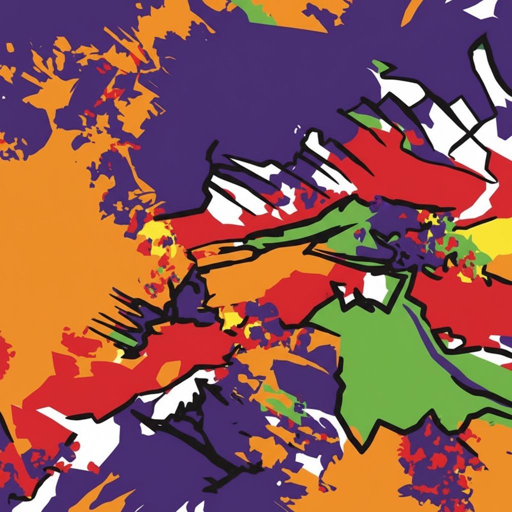 Fragmented Kinetic Energy In Deep Purple And Burnt Orange Abstract Masterpiece — Caroline Pelletier