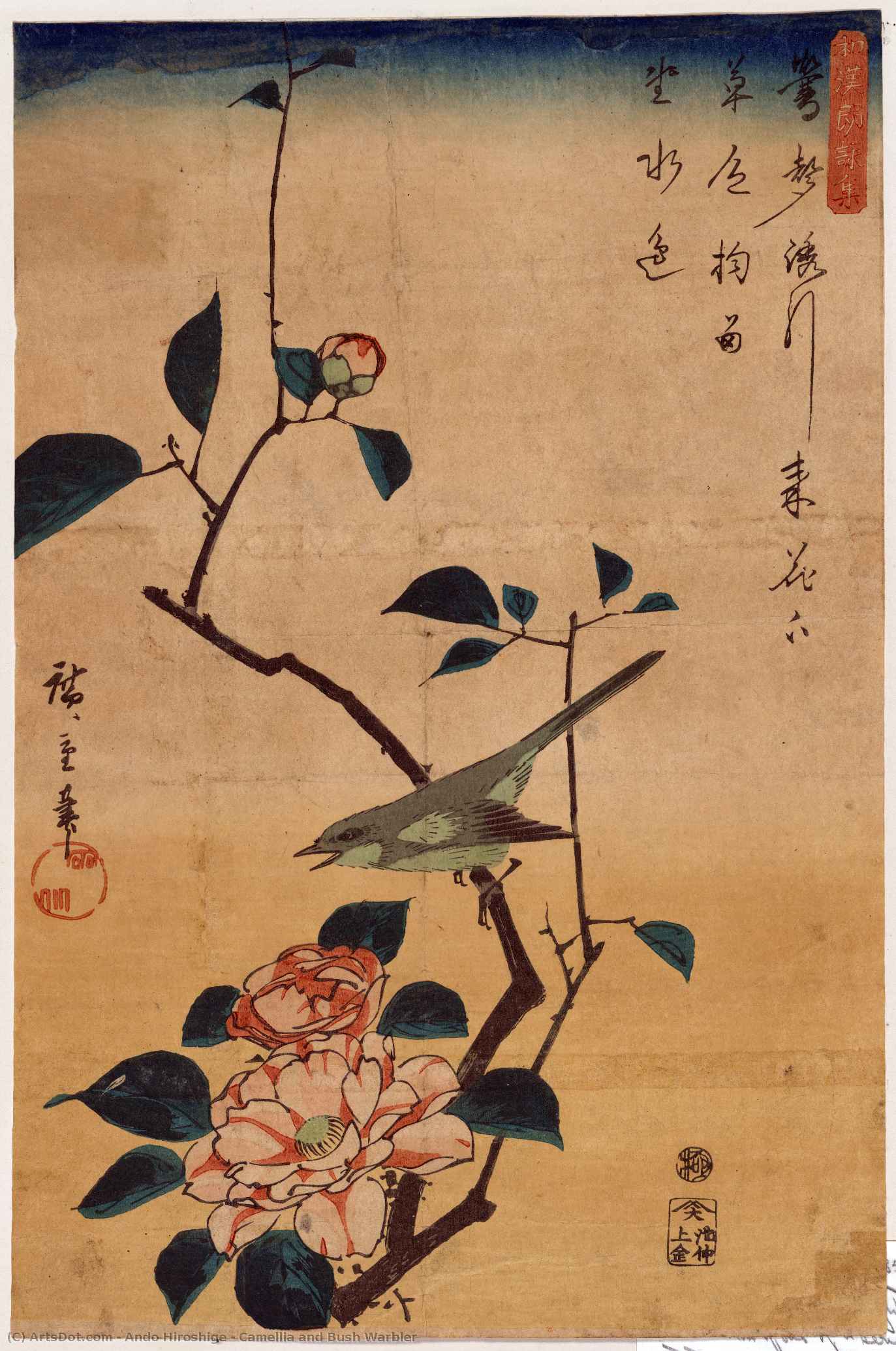 Camellia And Bush Warbler — Ando Hiroshige