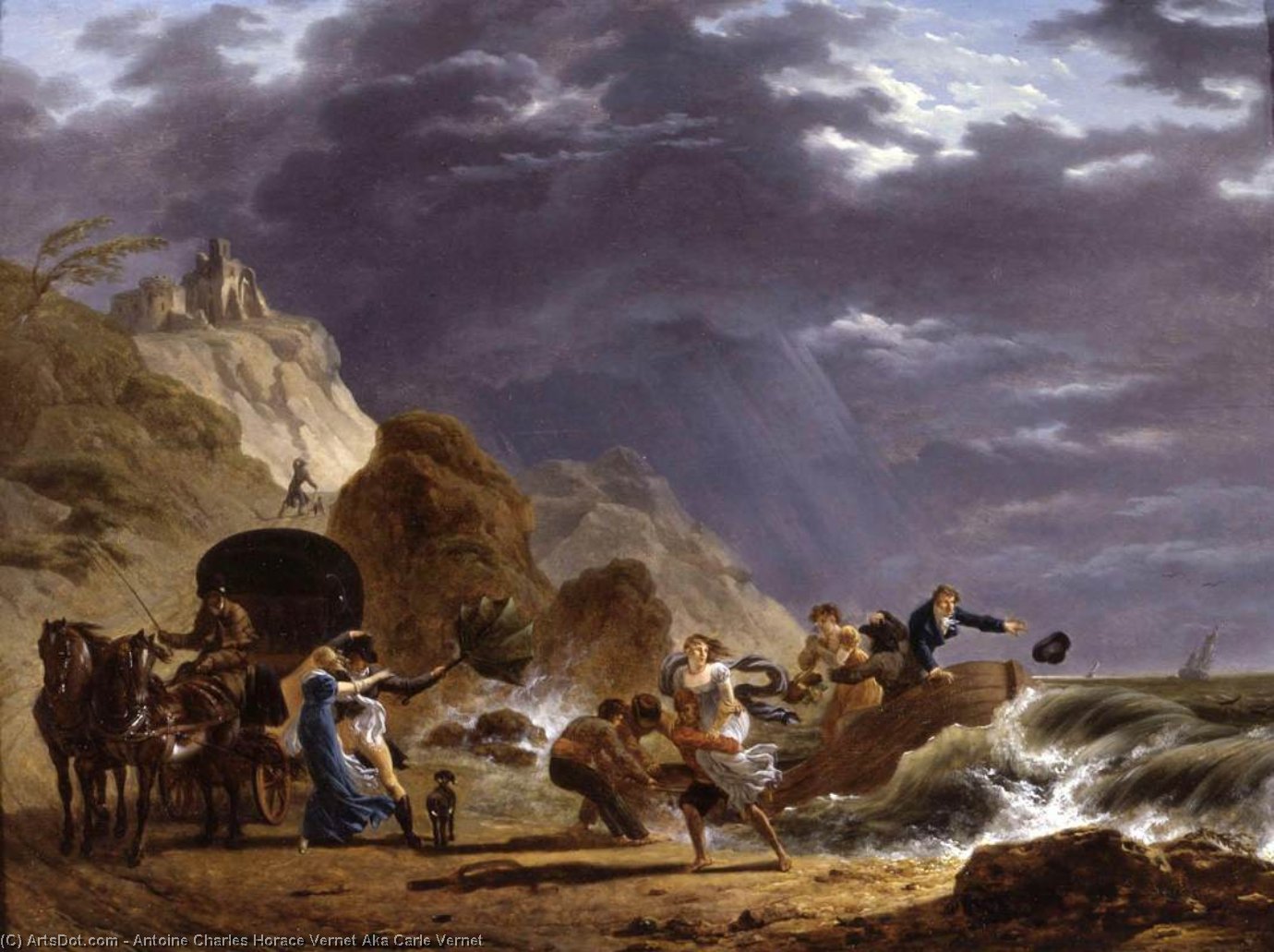 Arrival Of Emigres With The Duchess Of Berry On The French Coast — Antoine Charles Horace Vernet Aka Carle Vernet