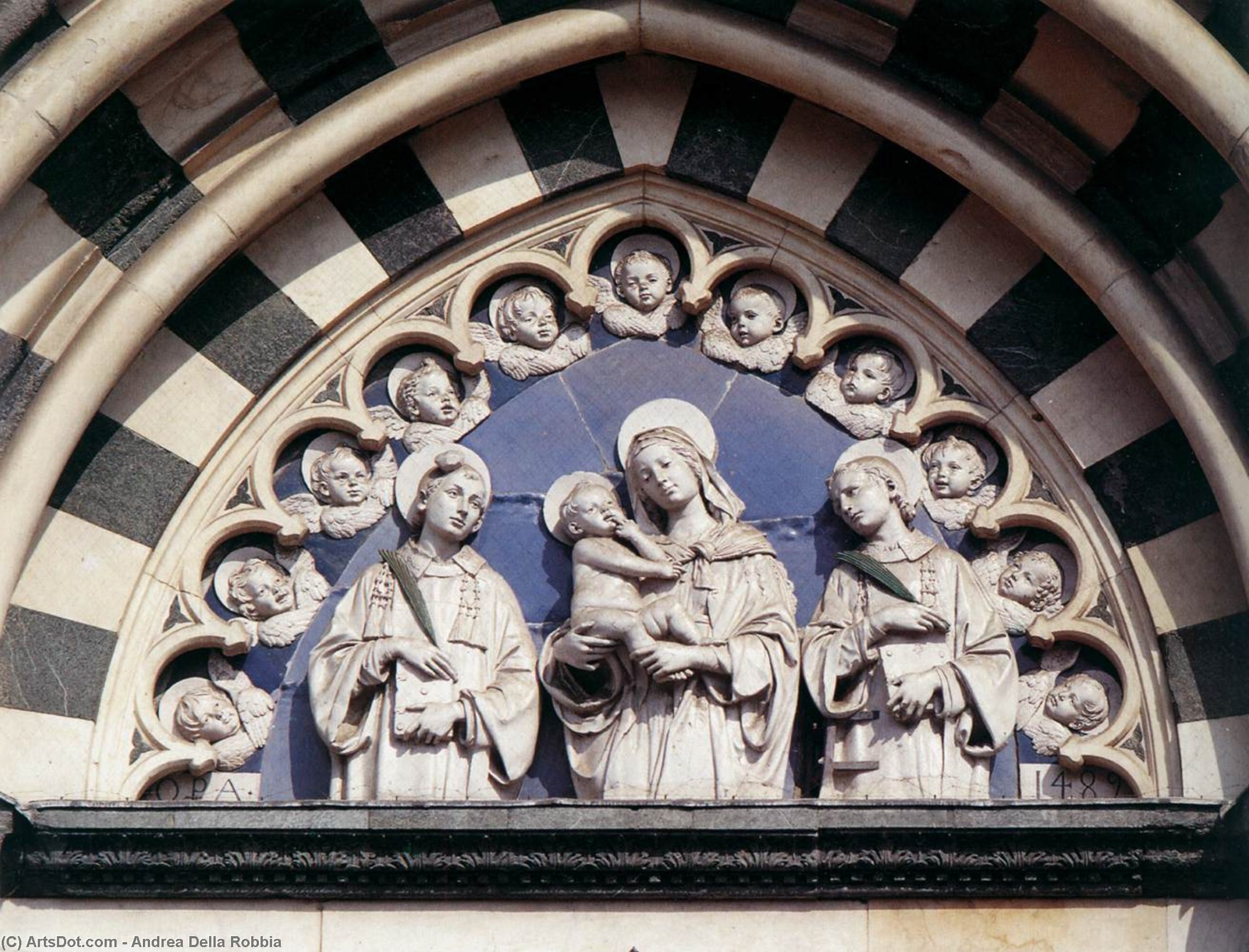 Madonna And Child Between Sts Stephen And Lawrence — Andrea Della Robbia