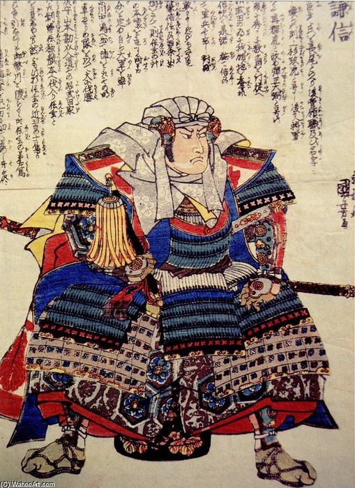 A Fierce Depiction Of Uesugi Kenshin Seated — Utagawa Kuniyoshi