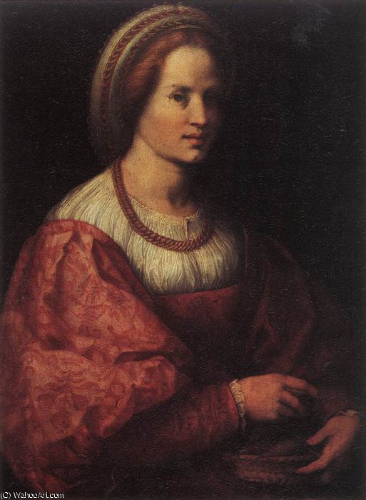 Portrait Of A Woman With A Basket Of Spindles — Andrea Del Sarto