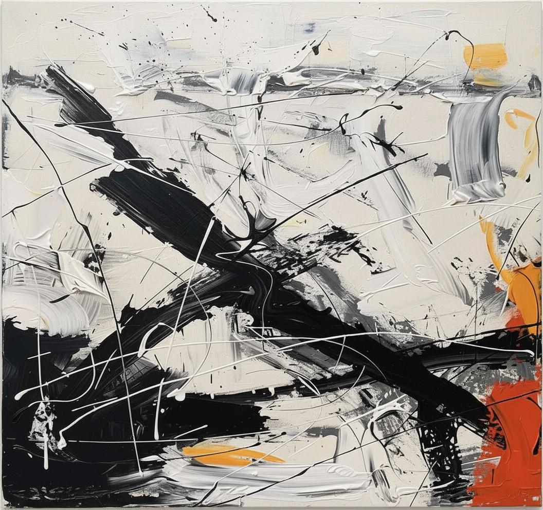 Kinetic Strata: The Unbound Collision Of Obsidian Shadows And Radiant Ochre Embers — Christian Noiret
