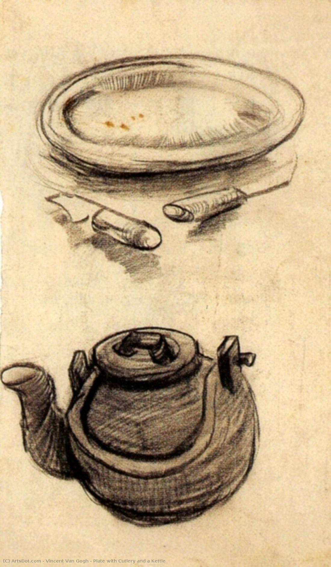 Plate With Cutlery And A Kettle — Vincent Willem Van Gogh