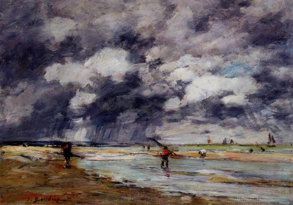 Shore At Low Tide, Rainy Weather, Near Trouville — Eugène Louis Boudin
