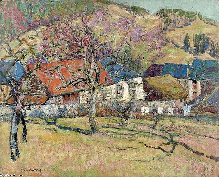 Toits Colores Au Pied Des Collines — Victor Charreton