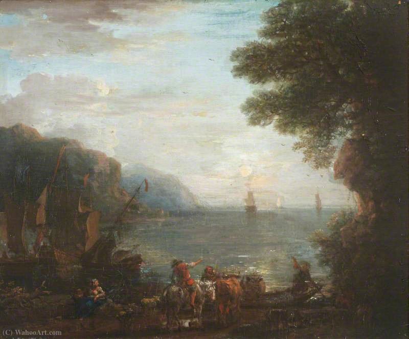 Coastal Scene With Shipping At Dawn — John Wootton