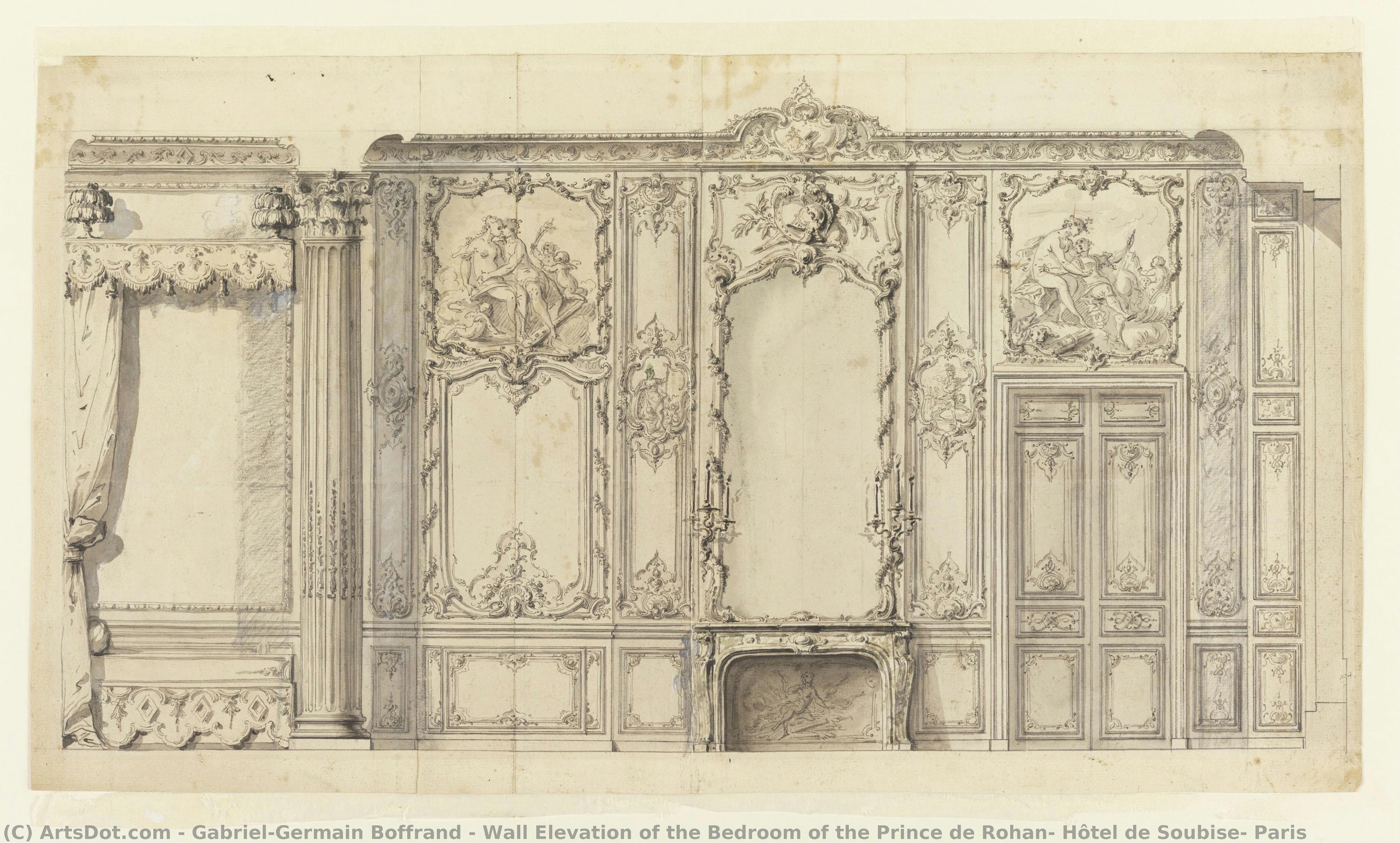 Wall Elevation Of The Bedroom Of The Prince De Rohan, Hôtel De Soubise, Paris — Gabriel-germain Boffrand