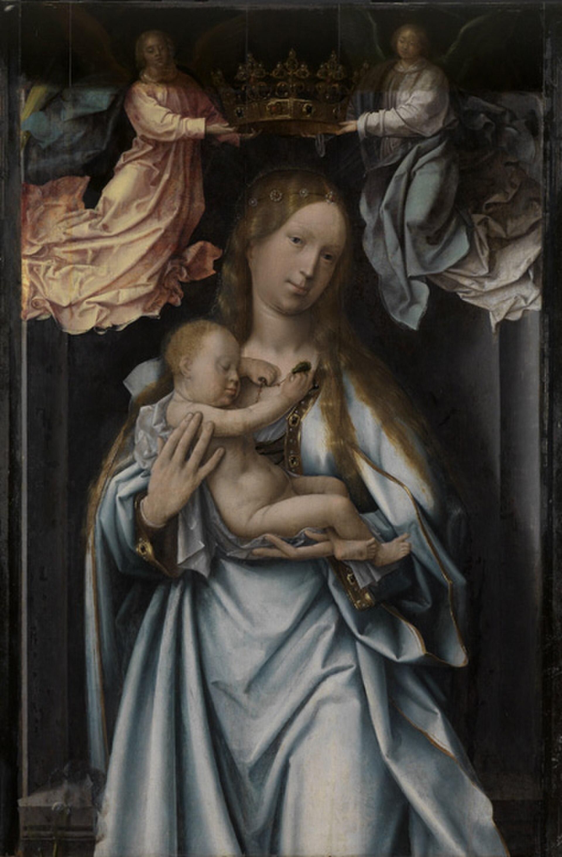 Virgin Mary And Sleeping Child Enthroned By Angels — Jan Provoost