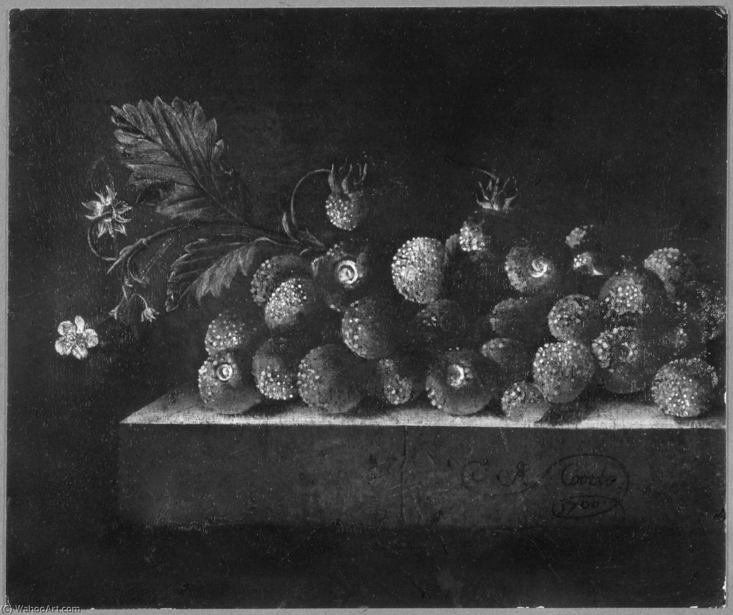 English Still Life With Strawberries — After Adriaen Coorte