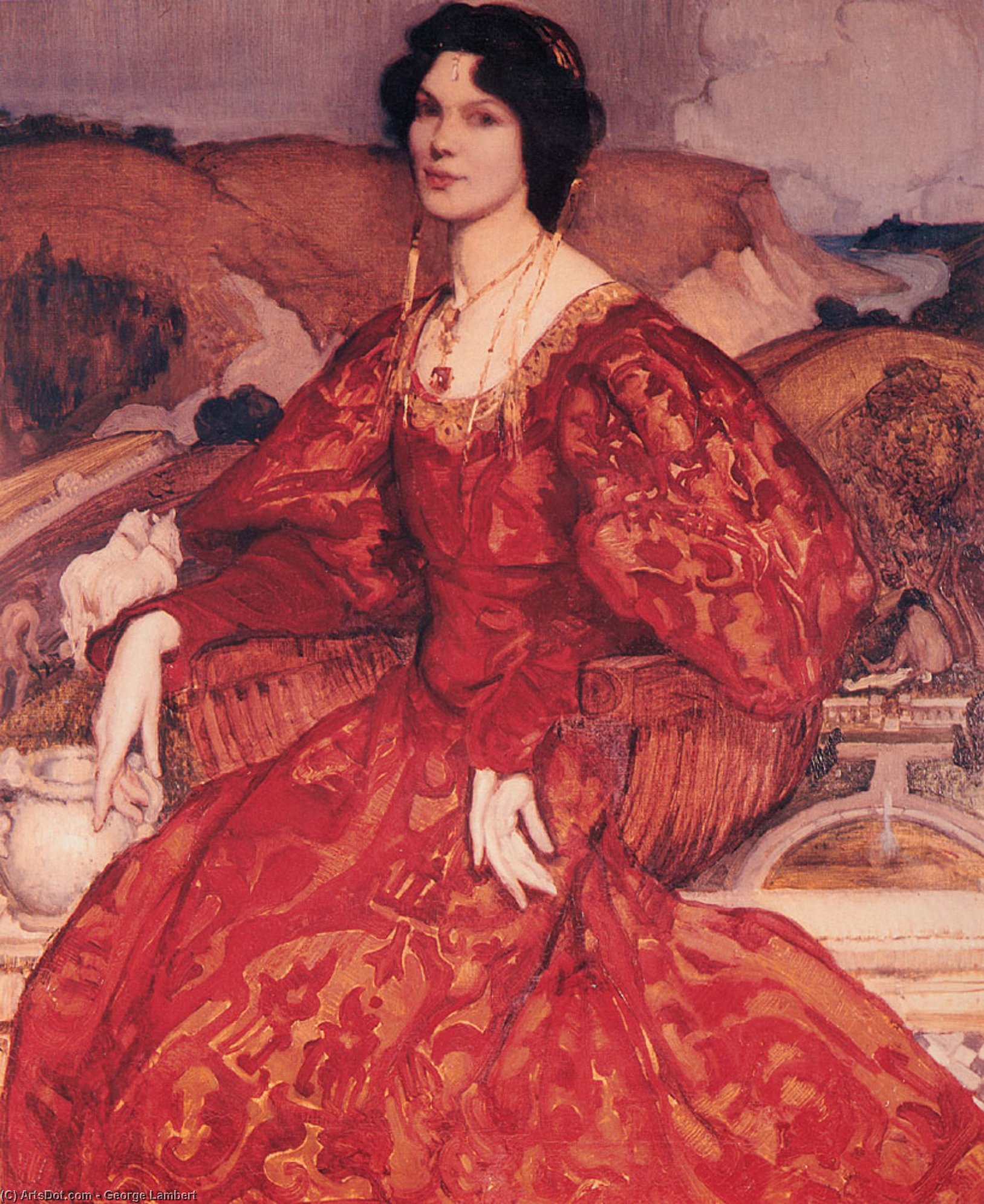 Sybil Walker In Red And Gold Dress — George Washington Thomas Lambert