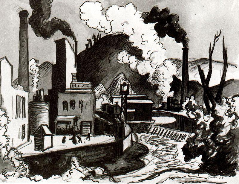 Pulp, Paper And Sawmill Town, West Virginia — Томас Харт Бентон
